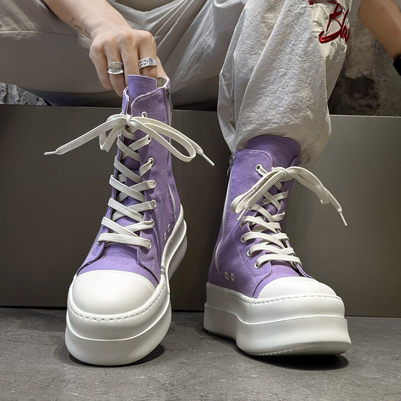 Women's & Men's American High-grade Side Zipper Increased Lovers Sneakers