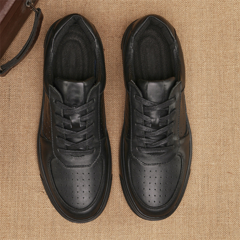 Men's Trendy Genuine Black Raise The Bottom Leather Shoes