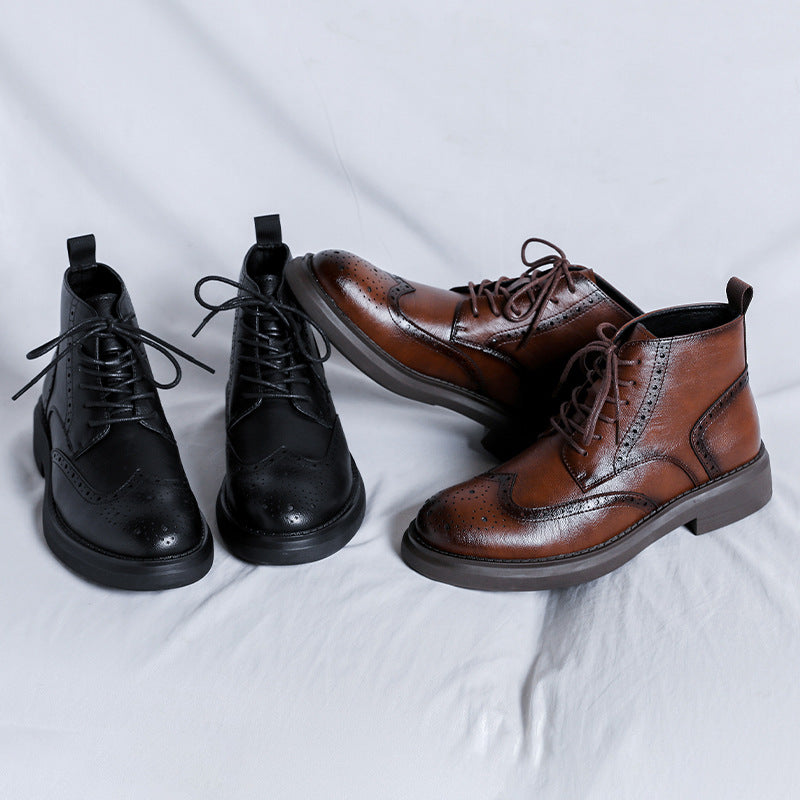 Head Ankle Solid Color Vamp Matching Thick Boots