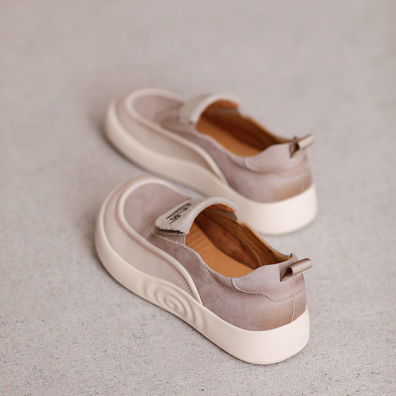 Women's Genuine Slip-on Soft Sole Square Toe Casual Shoes