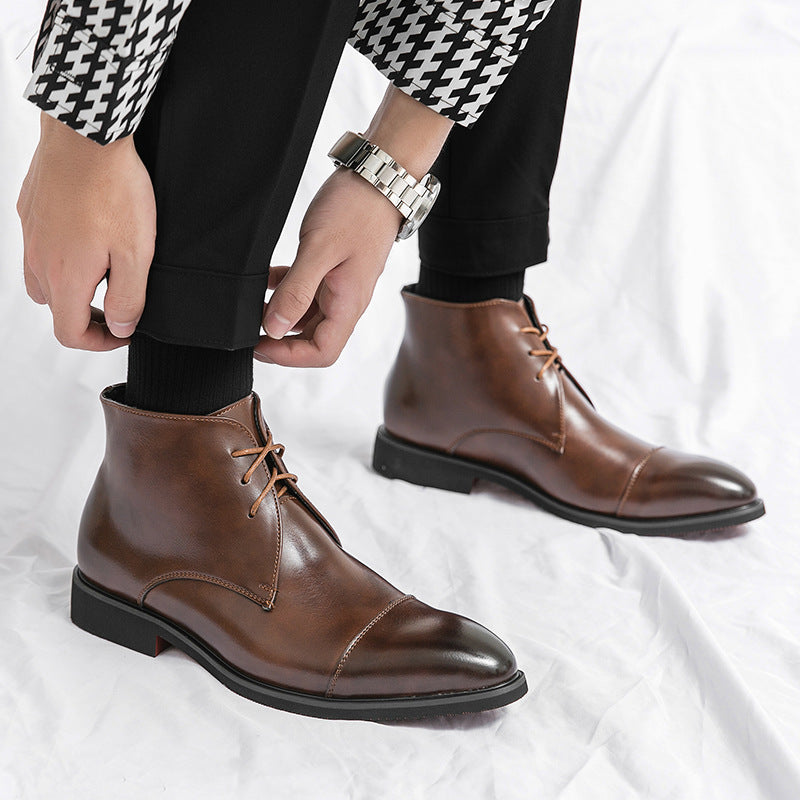 Men's Size Pointed Business Formal Wear British Boots