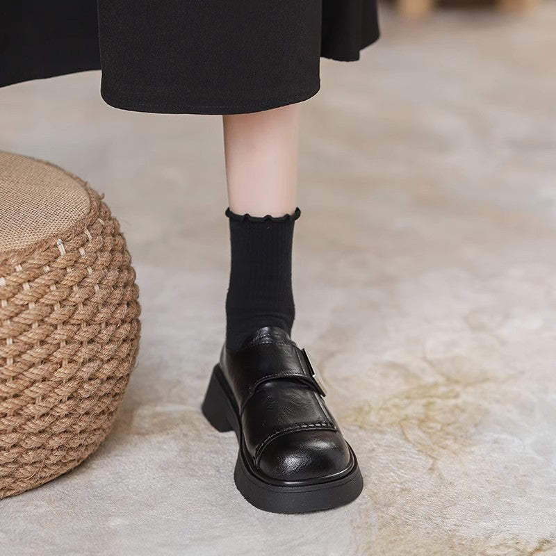 Women's Black Winter Handmade Distressed Ugly Cute Loafers