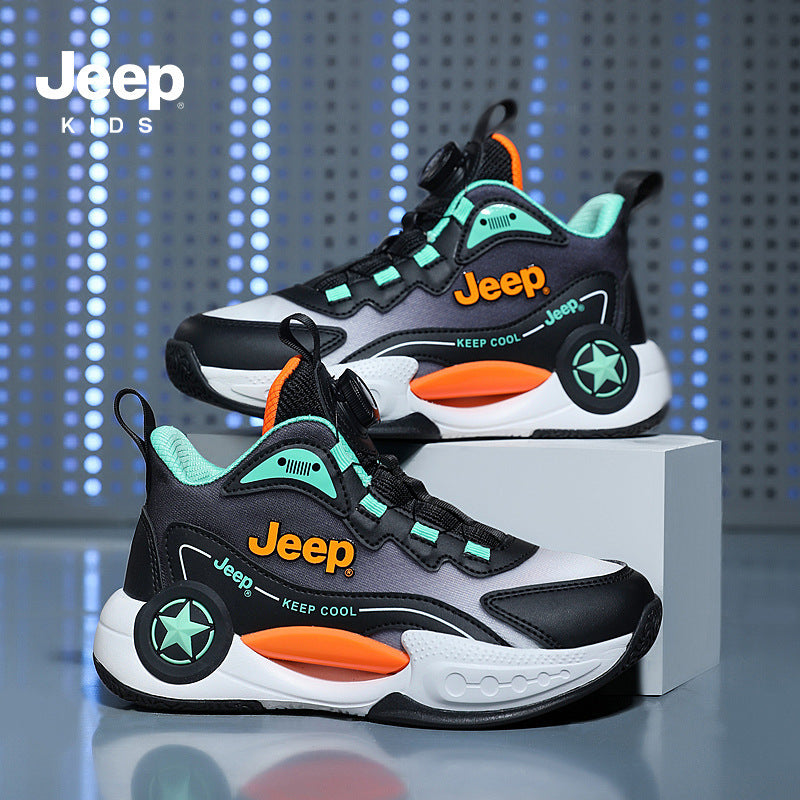 Children's Boy Spring Medium Big Basketball Rotating Kid's Sneakers