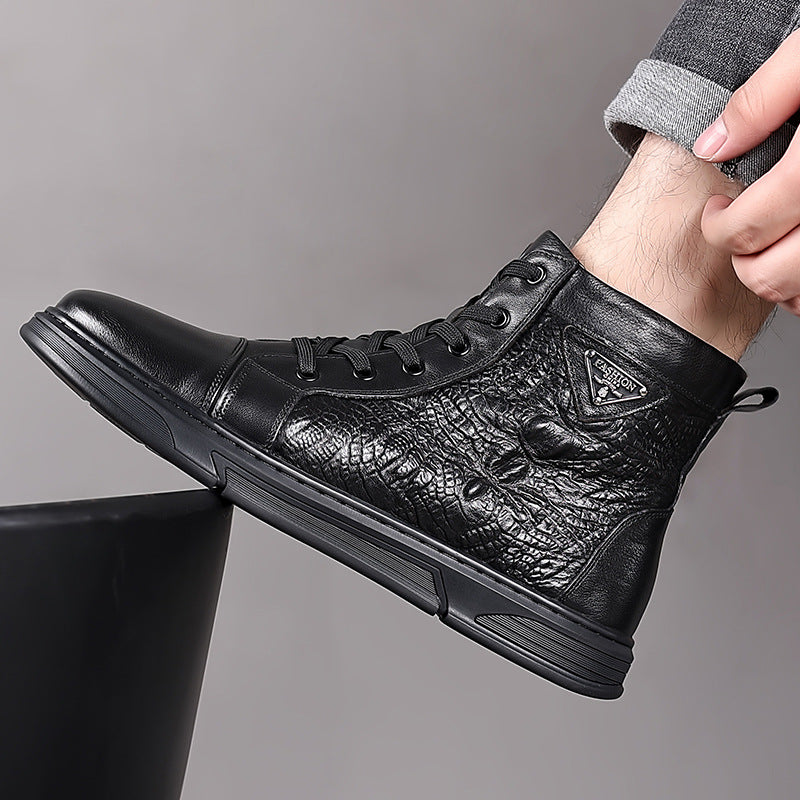 Men's British First Layer Cowhide Extra Large Boots