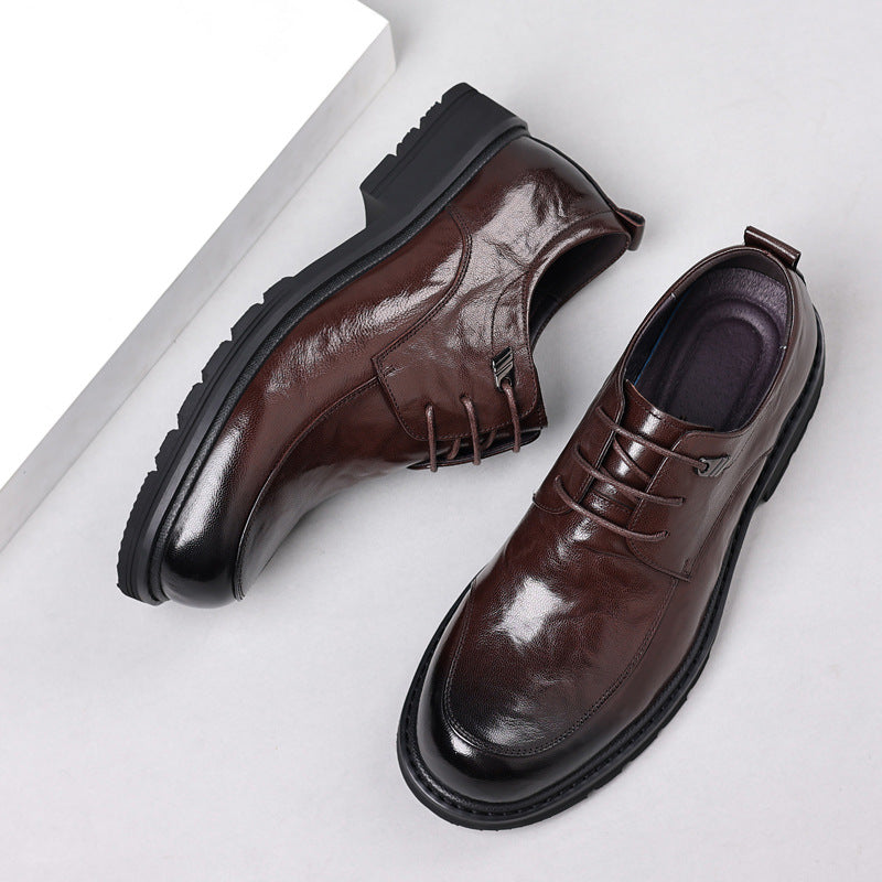 Men's England Style Fashion Thick-soled Commuter Trendy Leather Shoes