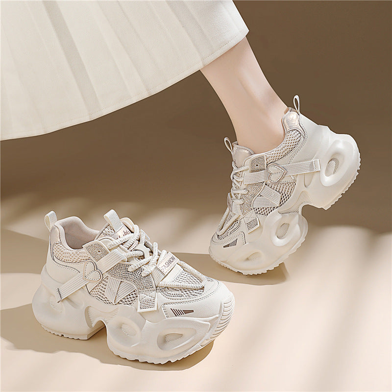 Women's Dad Mesh Breathable Sports Thick-soled White Casual Shoes