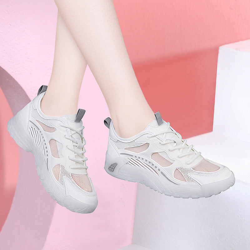 Women's Genuine Clunky For Platform White Summer Canvas Shoes