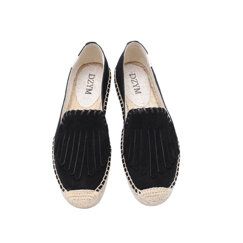 Women's Tassel Solid Color Platform Slip-on Lazy Canvas Shoes