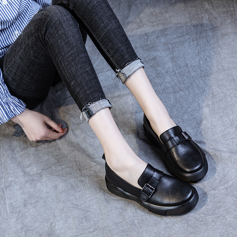 Women's British Style Plus Size Rubber Vintage Soft Loafers