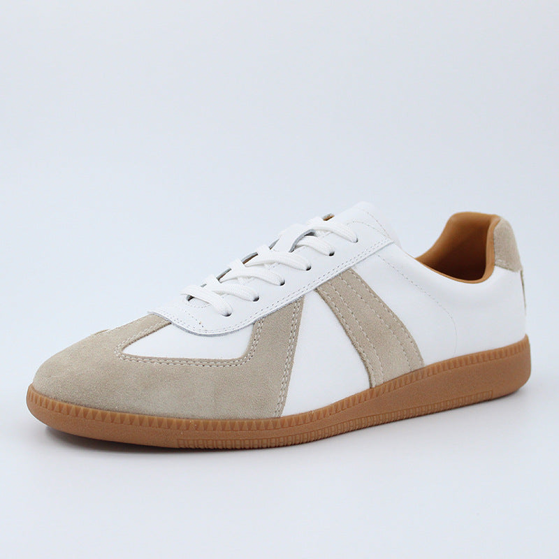 Men's German Training Genuine Breathable White Autumn Low Top Leather Shoes