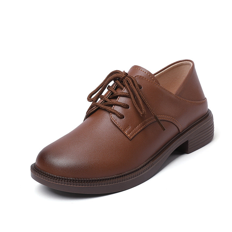Women's Flat Soft British Style Brown Mid Women's Shoes