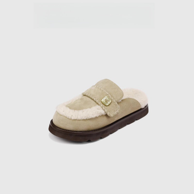 Women's Authentic Toe Box Fleece-lined Half Outdoor Slippers