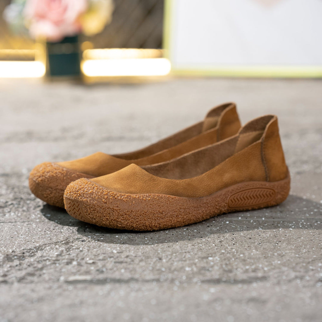 Women's Layer Cowhide Retro Closed Toe Comfortable Casual Shoes