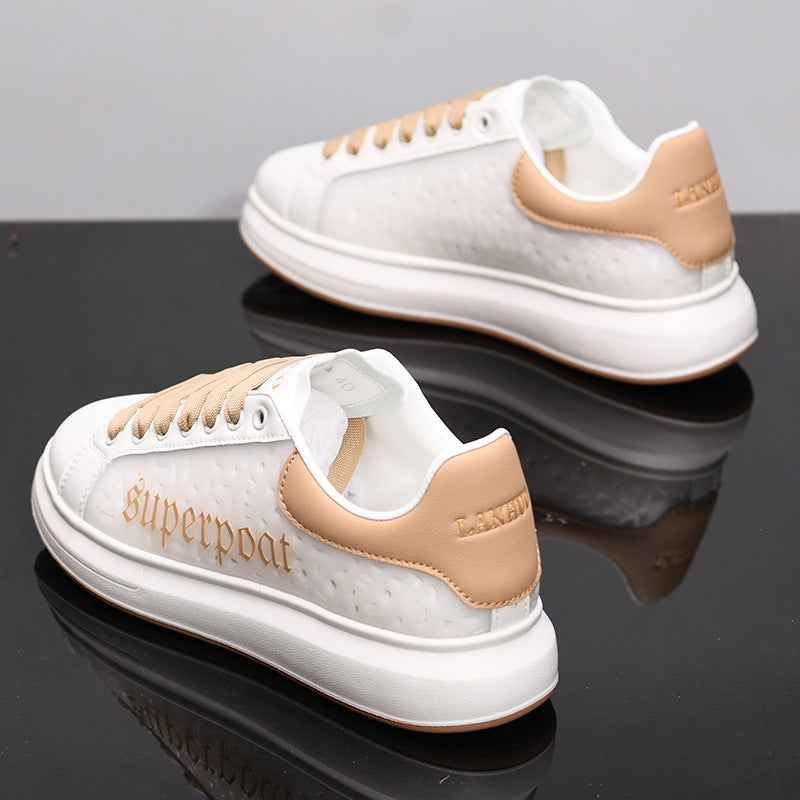 Men's Mcqueen White Couple Thick Bottom Versatile Sports Sneakers