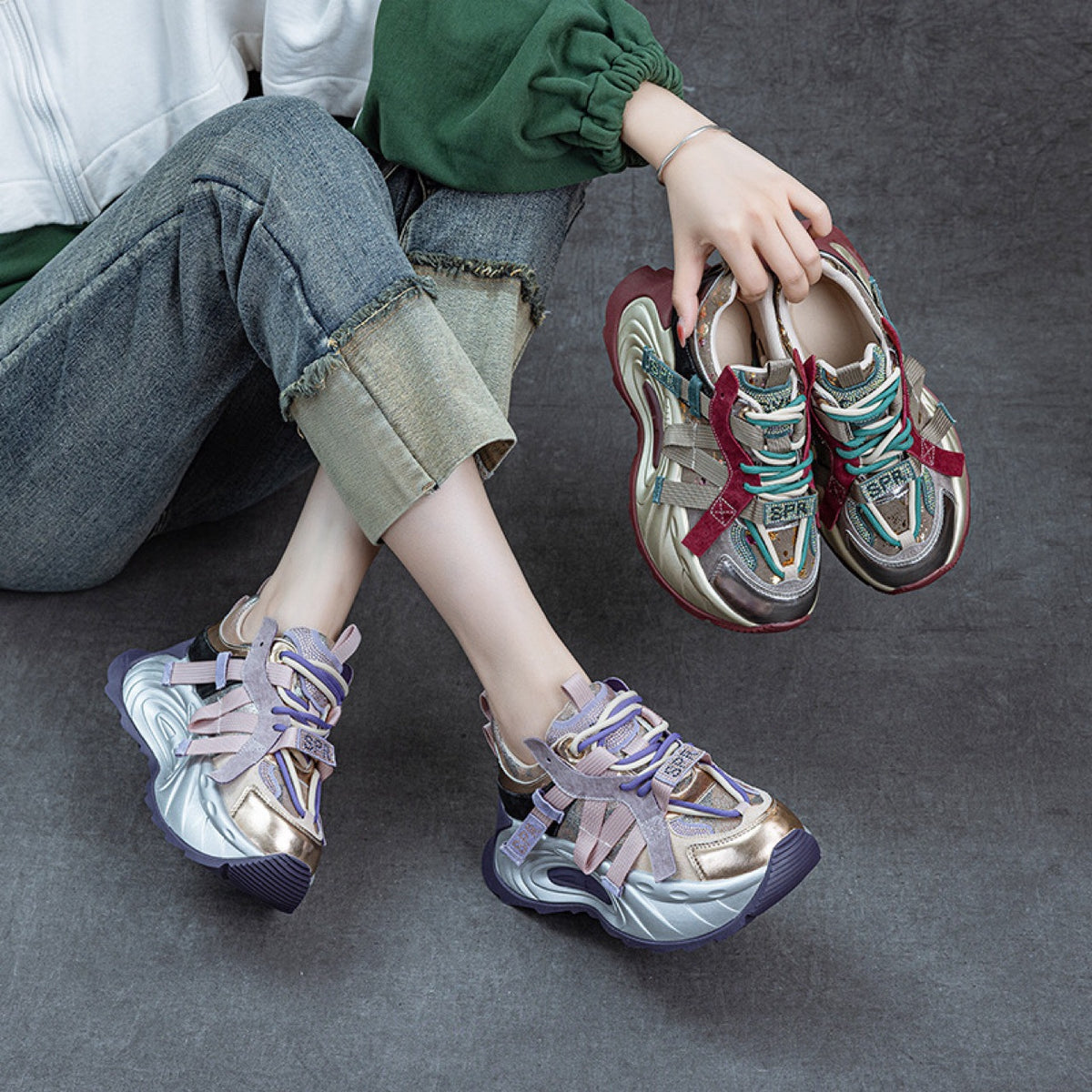 Women's Goods Colorful Dad Trendy Cool Genuine Retro Women's Shoes