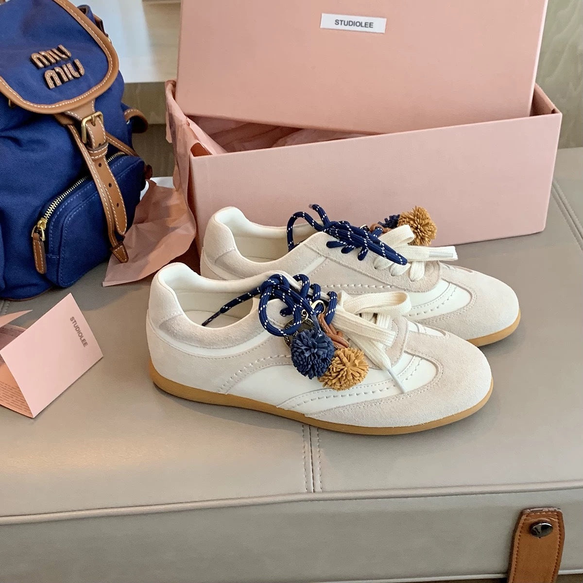 Women's Real Contrast Color Shoelace German Training Sneakers