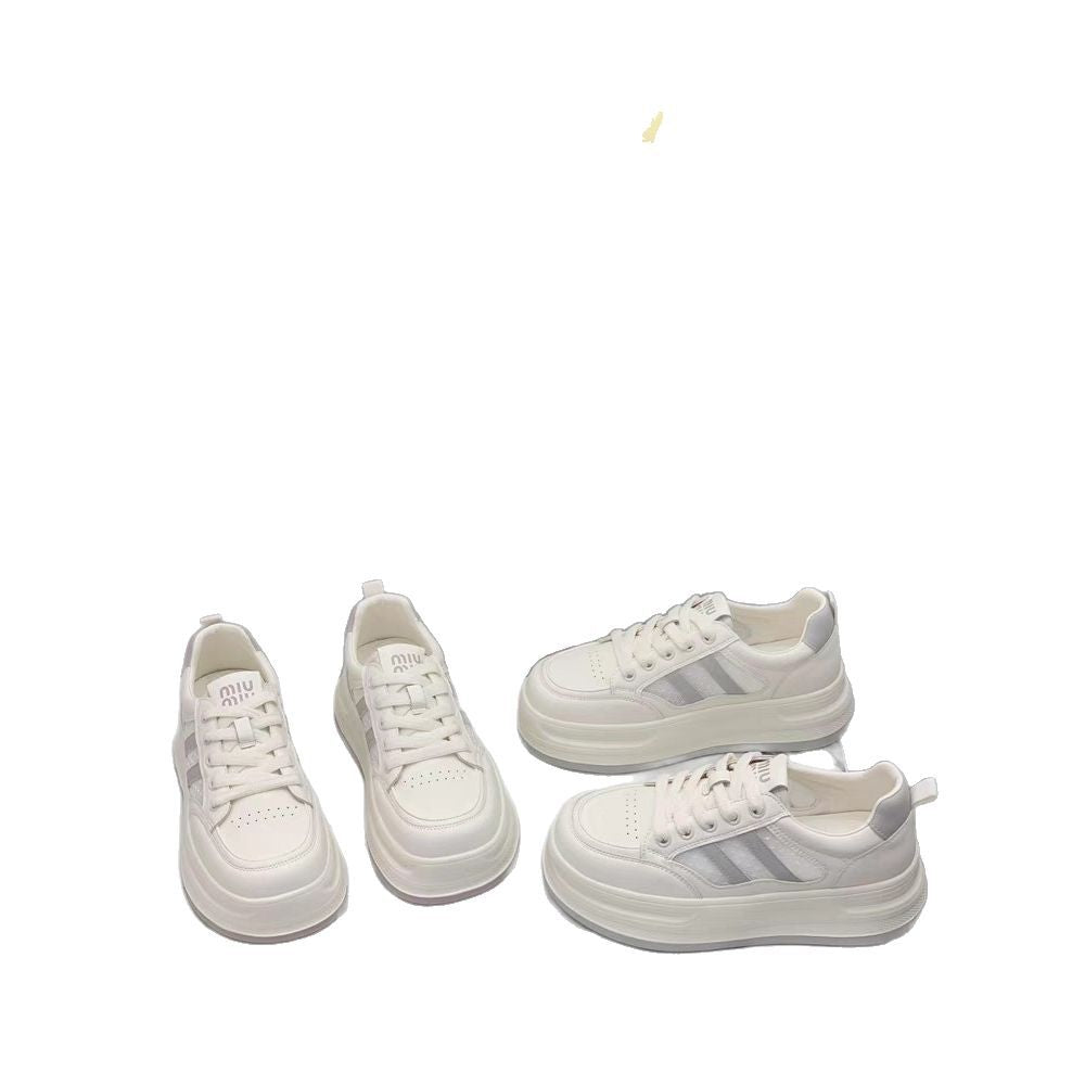 Women's Korean Style Platform White Summer Breathable Sneakers