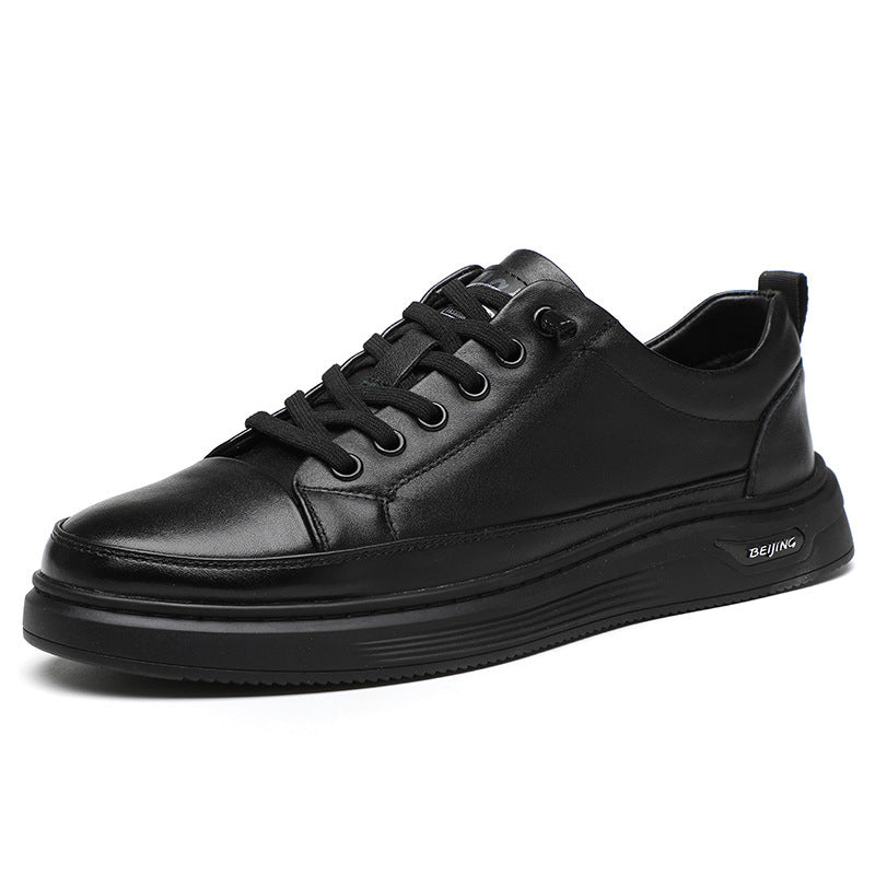 Men's Layer Cowhide Slip-on Flat Trendy Genuine Men's Shoes