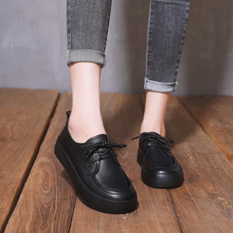 Women's First Layer Cowhide Flat Pumps Soft Loafers