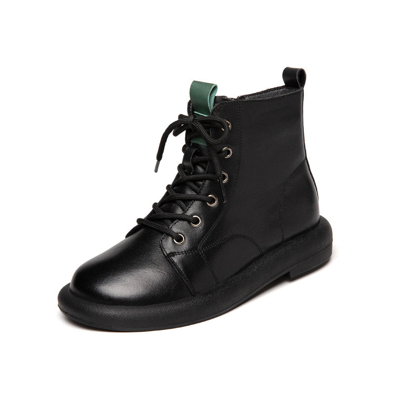 Women's Soft Bottom Washed Fleece-lined Flat Martens Boots