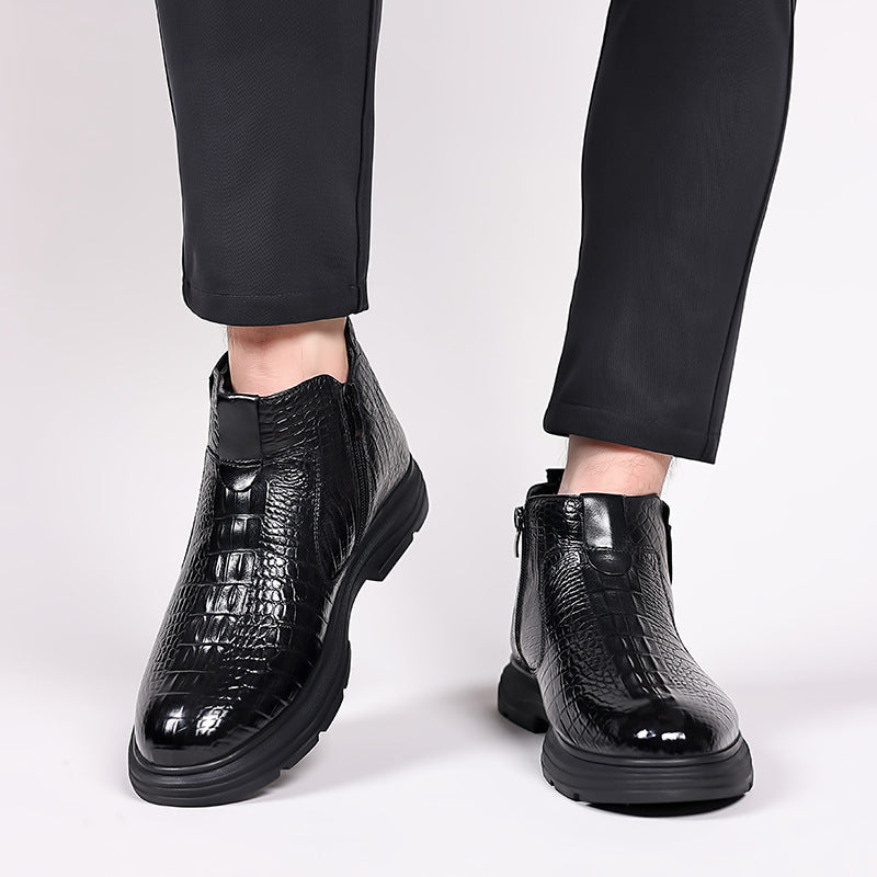 Men's Winter Warm Genuine Business Cotton Crocodile Men's Shoes