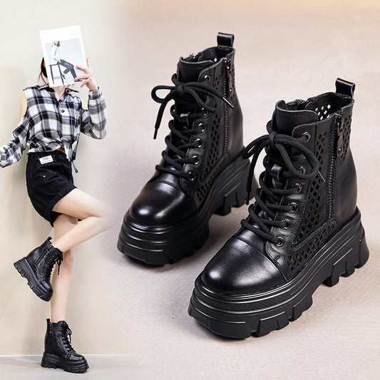 Women's Retro Genuine Platform Pumps Hidden Martin Sandals
