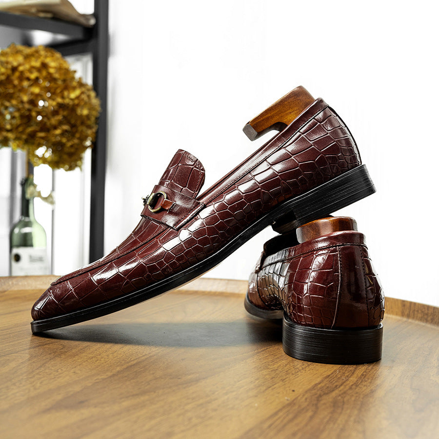 Men's Business Formal Wear Korean Pointed Cowhide Leather Shoes