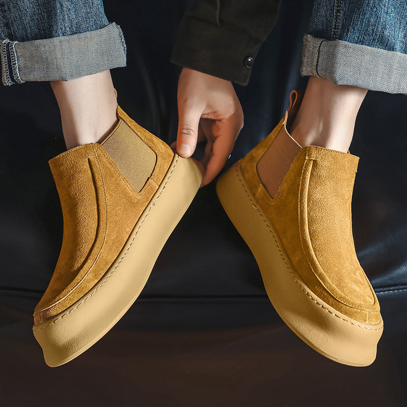 Men's Booties Suede Thick Bottom Hight Increasing Board Boots