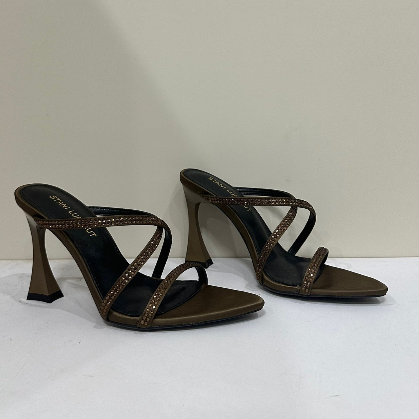 Women's Like Woman High Cross Strap Rhinestone Heels