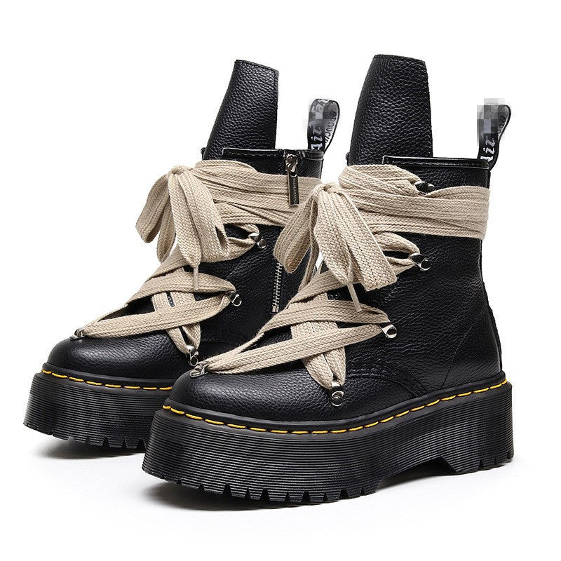 Women's Personality Side Zipper Round Toe Six-pointed Boots