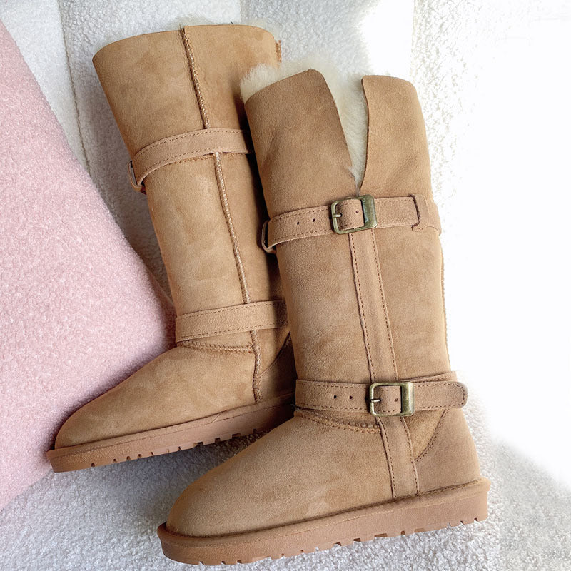 Women's Sheepskin Fur For Ring Two-way Wear Snow Boots