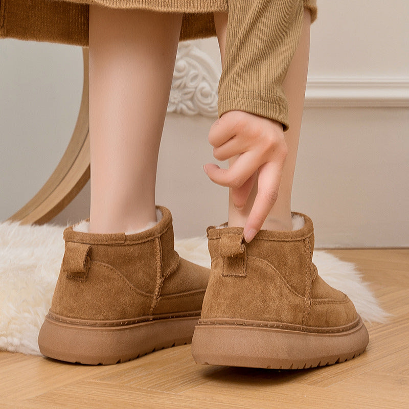 Women's Sheepskin Fur For Winter Fleece-lined Thickened Snow Boots