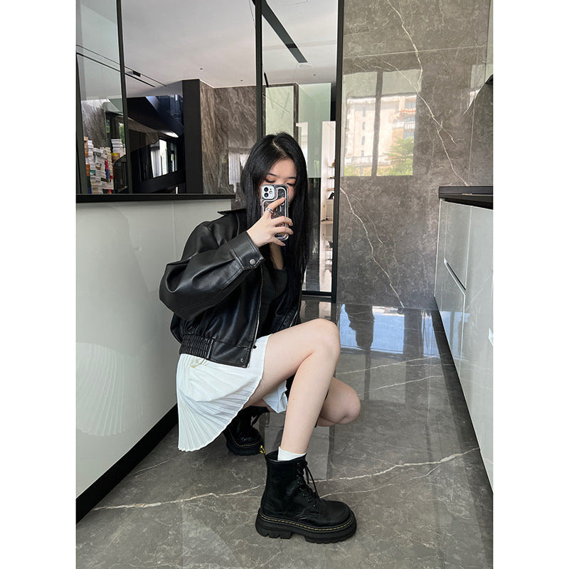 Women's Sheepskin Height Increasing British Style Platform Boots