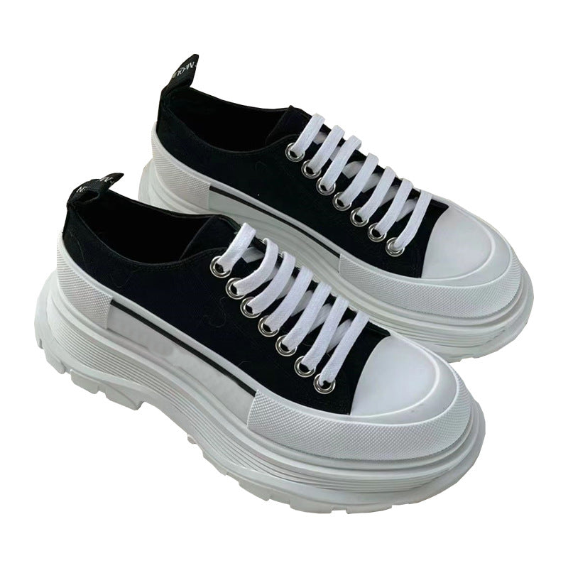 Women's & Men's Elevator Wild Sports Dad Muffin Platform Canvas Shoes