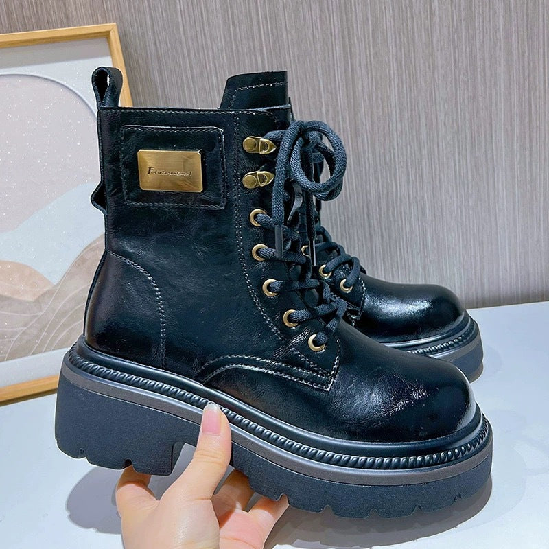 Women's Style Fashion Thick Sole Increased Genuine Boots