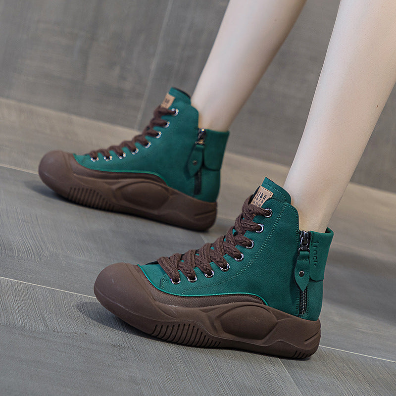 Women's Autumn Retro Lightweight Explosion Board Thick Bottom Height Increasing Insole Women's Casual Shoes