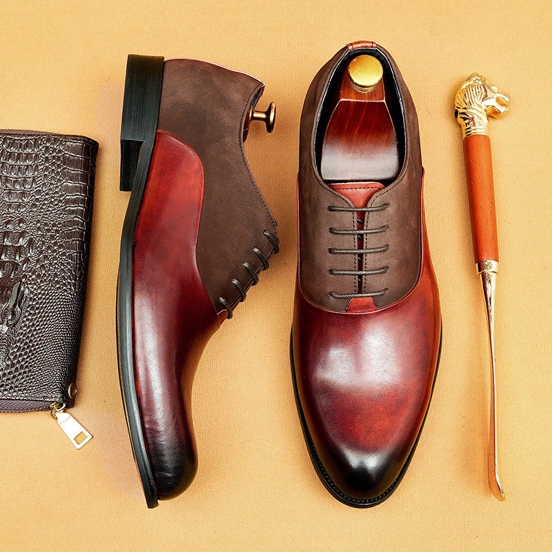 Men's British Patchwork Processing Business Formal Retro Leather Shoes