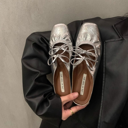 Women's Bowknot Sier Toe Cap Semi Fashion Outerwear Slippers