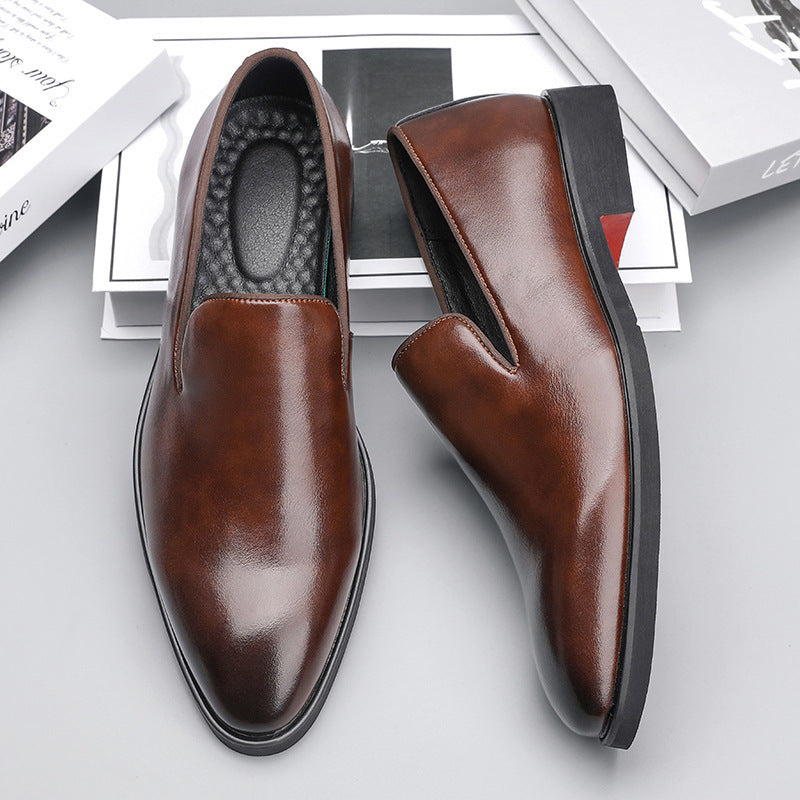 Men's First Layer Cowhide Business Slip-on Formal Leather Shoes