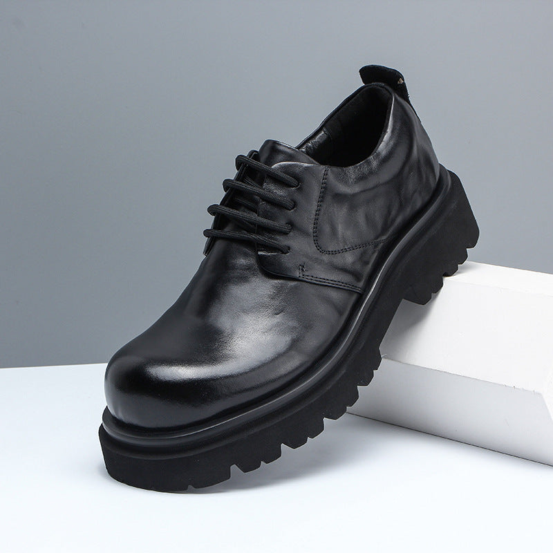 Men's High-grade Big Head Genuine Breathable Increased Leather Shoes