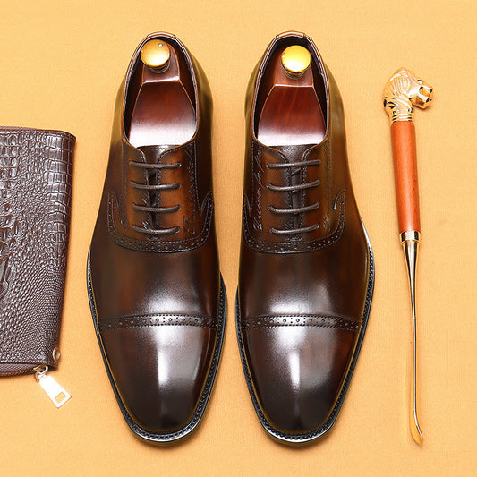 Men's Genuine Formal Business Oxford First Layer Leather Shoes