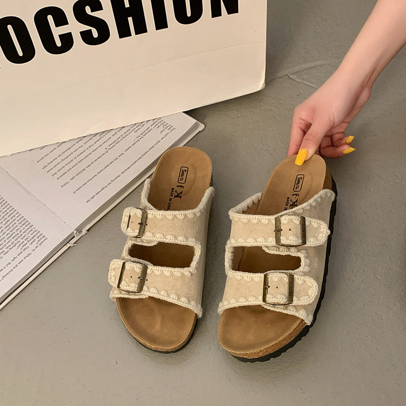 Women's Genuine Thick-soled Summer Fashion Outerwear Half Slippers