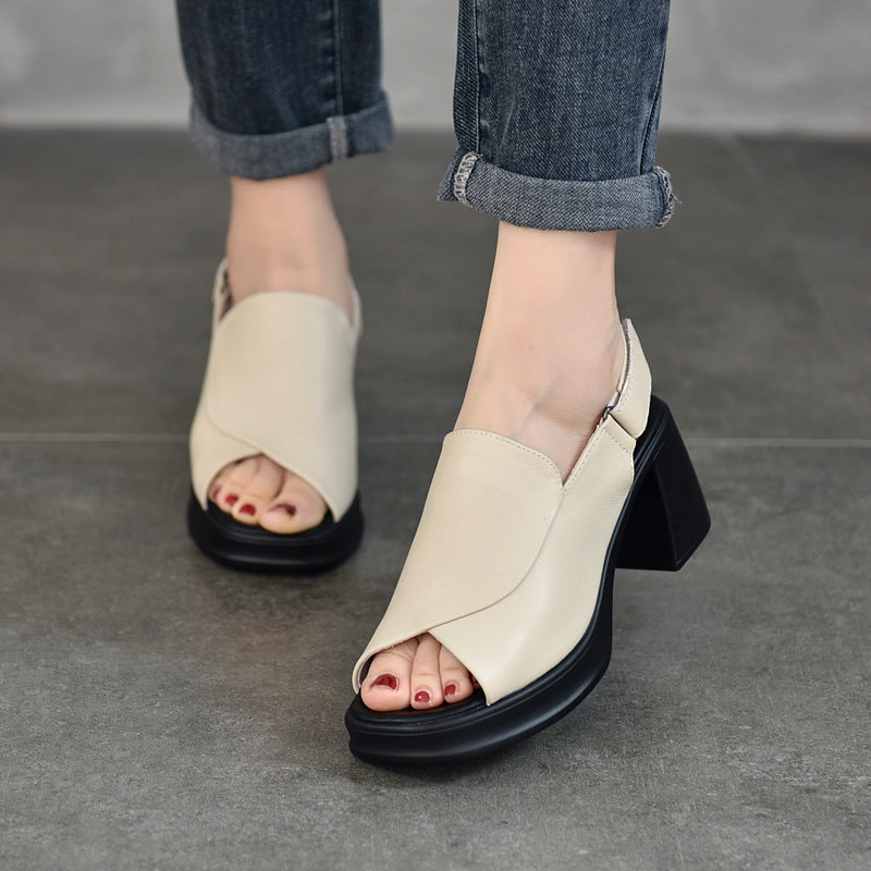 Women's Of Matching Peep Toe Genuine Cowhide Heels