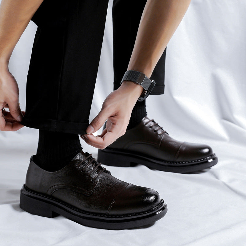 Men's Business Handmade Platform Hight Increasing British Style Men's Casual Leather Shoes