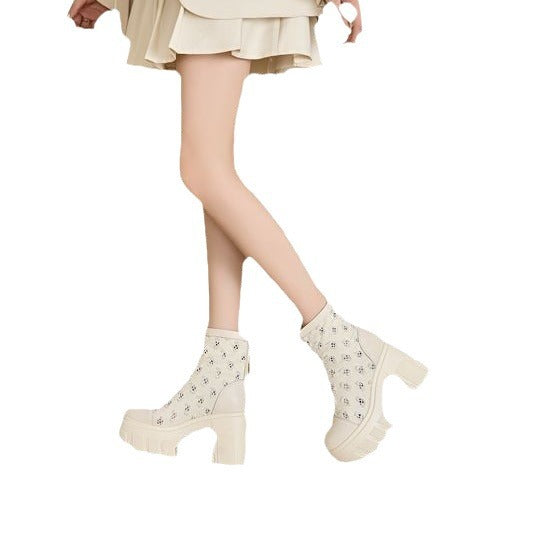 Mesh Muffin Bottom Little Princess Skinny Heels