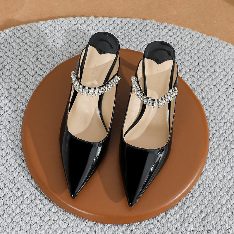 Women's Pointed Toe Rhinestone Cap Stiletto Sexy Heels