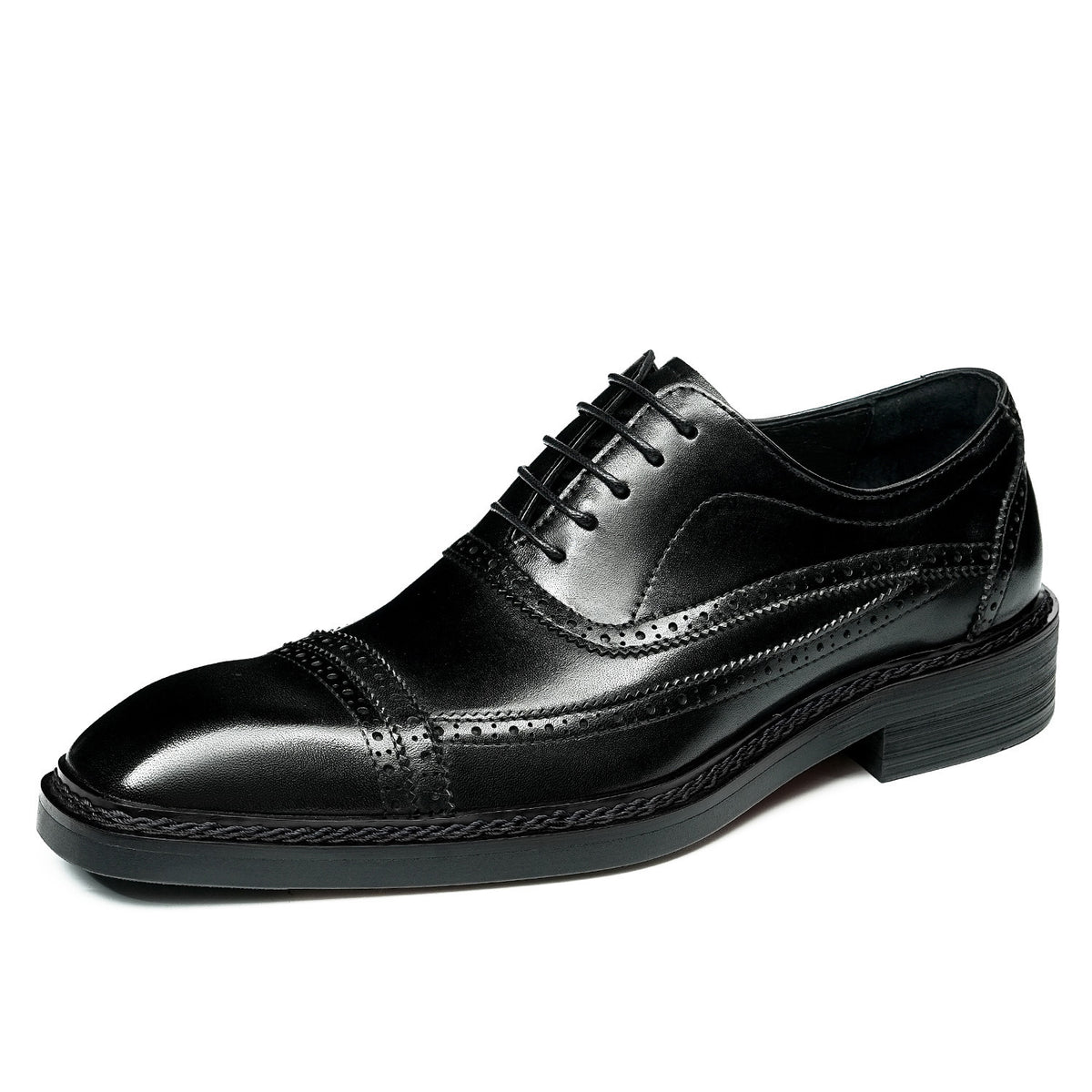 Men's Brogue Formal Wear Norwegian Seam Square Leather Shoes