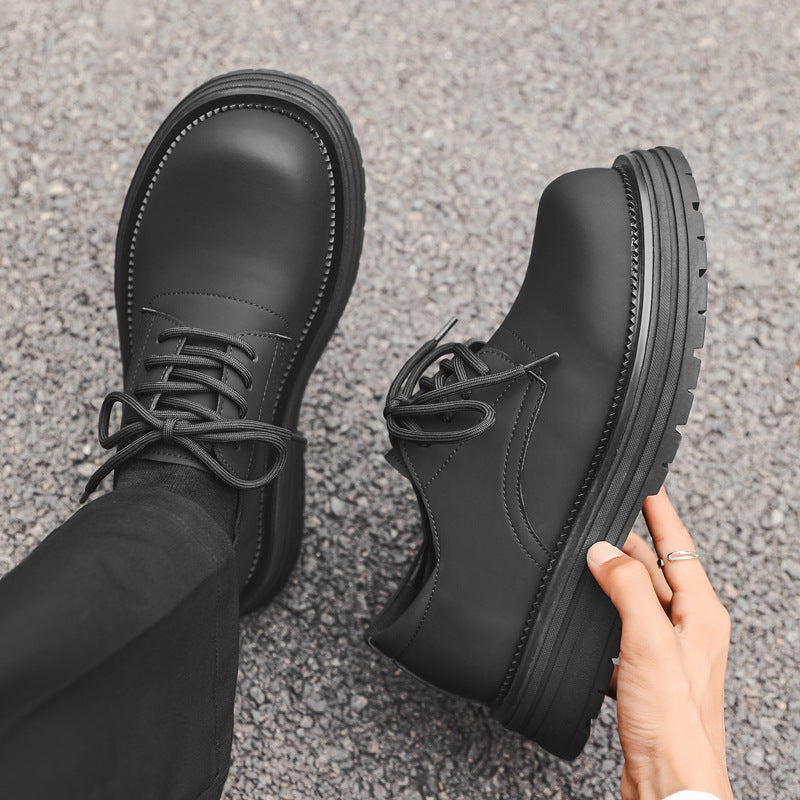 Men's Big Head Thick Bottom Increased Derby Leather Shoes