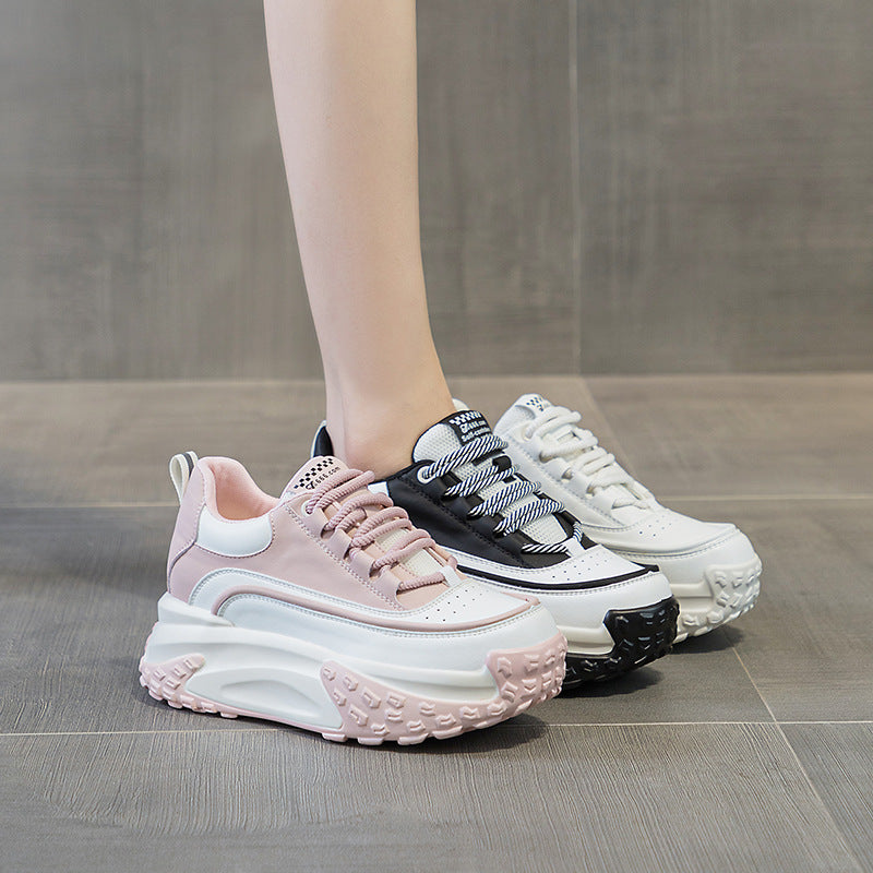 Women's Spring White Thick-soled Height Increasing Insole Dad Women's Sports Shoes