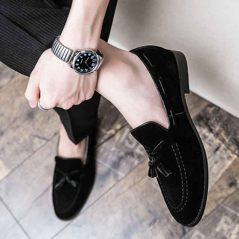 Men's Frosted Suede Club Hairdresser Height Increasing Insole Leather Shoes